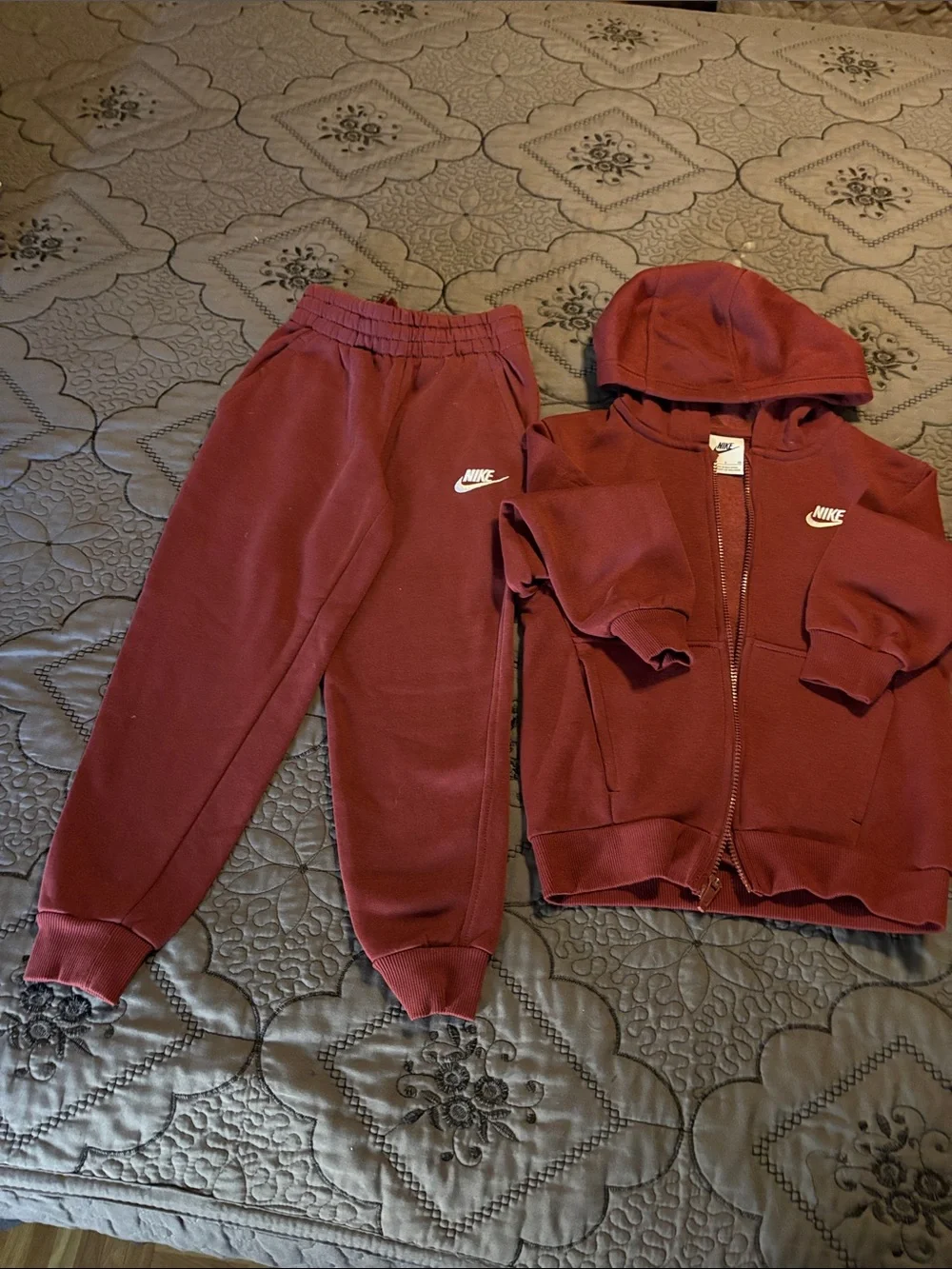 Nike Kids Maroon Jogger Set with White Logo